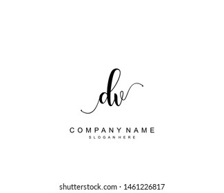 Initial DV beauty monogram and elegant logo design, handwriting logo of initial signature, wedding, fashion, floral and botanical with creative template.