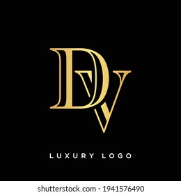 Initial DV beauty monogram and elegant logo design. wedding, fashion, floral and botanical with creative template.