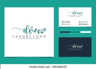 Initial DV Feminine logo collections and business card template.
