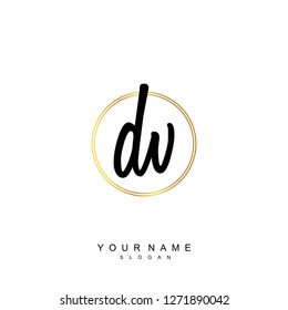 Initial DV handwriting logo vector
