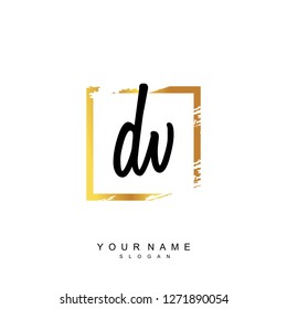 Initial DV handwriting logo vector