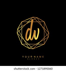 Initial DV handwriting logo vector