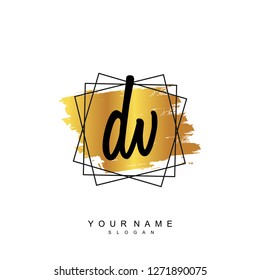 Initial DV handwriting logo vector