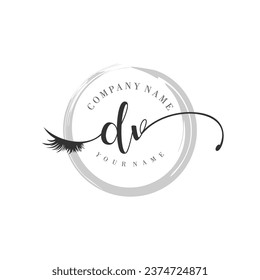 Initial DV monogram eye and eyelash handwriting