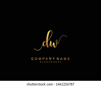 Initial DW beauty monogram and elegant logo design, handwriting logo of initial signature, wedding, fashion, floral and botanical with creative template.