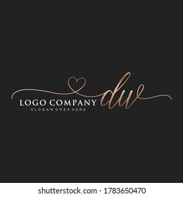 Initial DW beauty monogram and elegant logo design, handwriting logo of initial signature, wedding, fashion, floral and botanical with creative template.