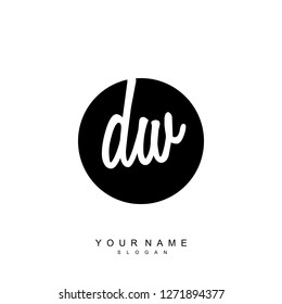 Initial DW handwriting logo vector