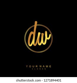 Initial DW handwriting logo vector
