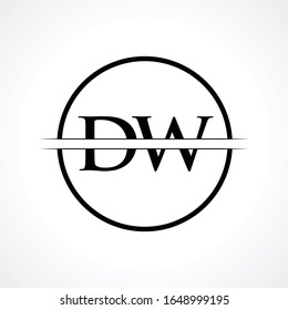 Initial DW Letter Logo Design Vector Template With Black Color. DW Logo Design