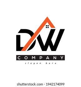 initial DW real estate logo vector