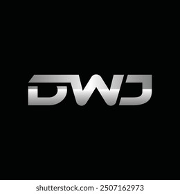 Initial DWJ Silver Metallic Modern Geometric Business Creative Design Logo
