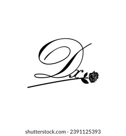 Initial DX handwriting flower typography ornament modern