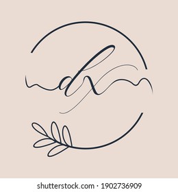 Initial DX logo Handwriting floral and botanical vector