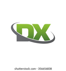initial DX swoosh ring company logo green gray