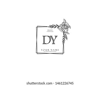 Initial DY beauty monogram and elegant logo design, handwriting logo of initial signature, wedding, fashion, floral and botanical with creative template.