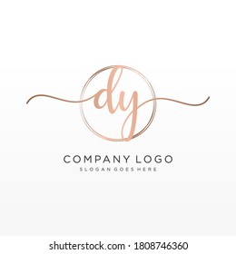 Initial DY beauty monogram and elegant logo design, handwriting logo of initial signature, wedding, fashion, floral and botanical with creative template.