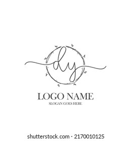 Initial DY beauty monogram and elegant logo design, handwriting logo of initial signature, wedding, fashion, floral and botanical with creative template.