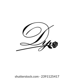Initial DY handwriting flower typography ornament modern