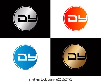 initial Dy letter logo red and blue gold silver 
