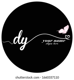 Initial DY logo handwriting vector butterfly illustration