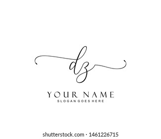 Initial DZ beauty monogram and elegant logo design, handwriting logo of initial signature, wedding, fashion, floral and botanical with creative template.