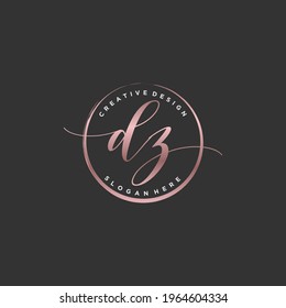 Initial DZ beauty monogram and elegant logo design, handwriting logo of initial signature, wedding, fashion, floral and botanical with creative template.