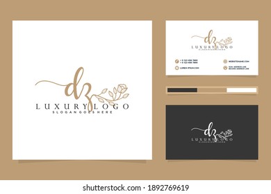 Colecciones iniciales del logotipo femenino de DZ y plantilla de tarjeta profesional.
