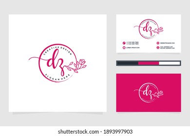 Colecciones iniciales del logotipo femenino de DZ y plantilla de tarjeta profesional.
