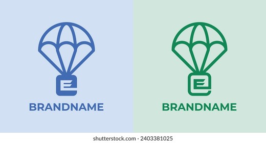 Initial E Airdrop Logo Set, great for business related to Airdrop or parachutes with E initial
