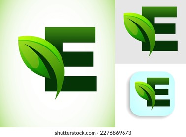 Initial E alphabet with a leaf. Eco-friendly logo concept. Graphic alphabet symbol for business and company identity.