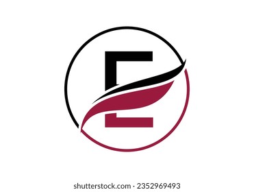 Initial E alphabet with swoosh or ocean wave logo design Vector Template