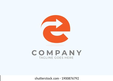 Initial E Arrow Logo, letter E with with arrow inside, Usable for Business and logistic Logos, flat desing logo template, vector illustration