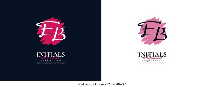 Initial E and B Logo Design in Elegant and Minimalist Handwriting Style. EB Signature Logo or Symbol for Wedding, Fashion, Jewelry, Boutique, and Business Identity