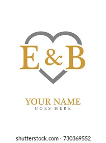 Initial E & B with love background logo template vector