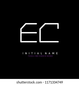 Initial E C minimalist modern logo identity vector