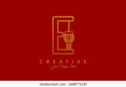Initial E Creative Logo Icon Design. Elegant happy chinese new year design with letter style.