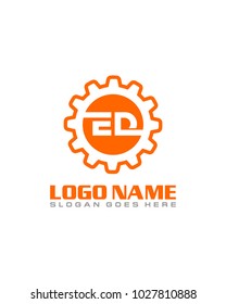 Initial E & D gear logo template vector