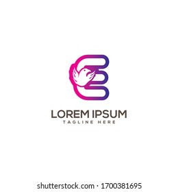 initial E eagle logo luxury linked premium design template elements.