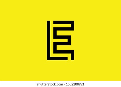 Initial E EE EF FE LE EL LF FL modern monogram and elegant logo design, Professional Letters Vector Icon Logo on yellow background.