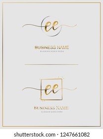 Initial E E EE handwriting logo vector. Letter handwritten logo template.