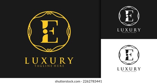 Initial E iE Ei luxury logo design template