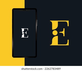 Initial E iE Ei luxury logo design template