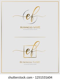 Initial E F EF handwriting logo vector. Letter handwritten logo template.