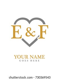 Initial E & F with love background logo template vector