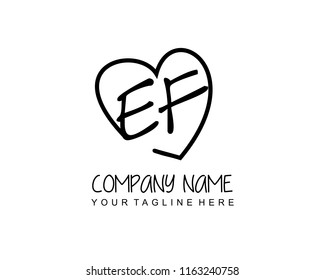 Initial E F with love logo template vector