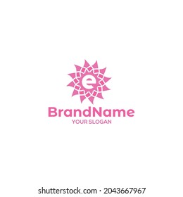 Initial E Flower Logo Design Vector