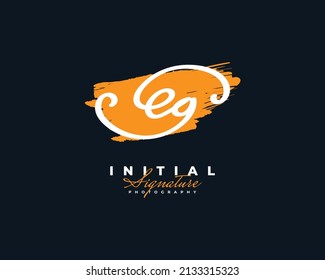 Initial E and G Logo Design with Elegant and Minimalist Handwriting Style. EG Signature Logo or Symbol for Wedding, Fashion, Jewelry, Boutique, and Business Identity