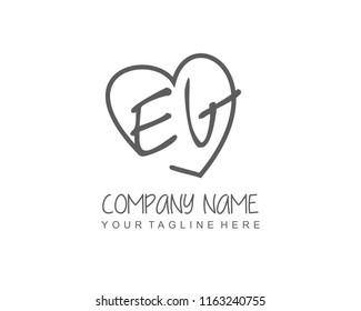 Initial E G with love logo template vector