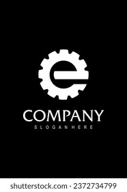 : initial E gear idea vector logo design