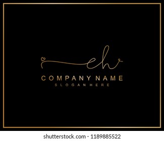 Initial E H handwriting logo template vector
